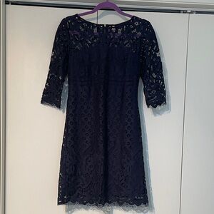 Taylor Navy Long Sleeve Lace Dress